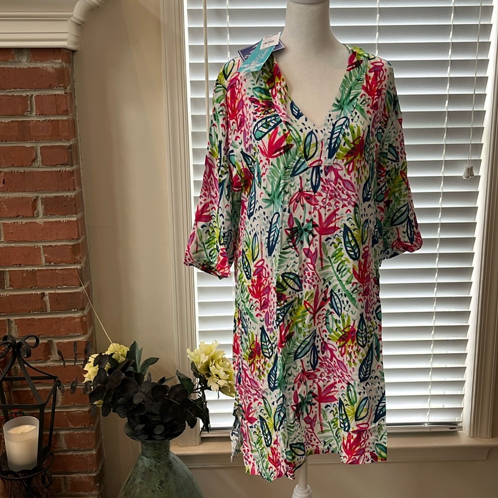 NWT Tybee Island beach swim cover dress size small multicolored